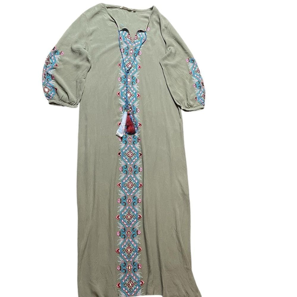 NWOT Soft Surroundings Sicily Gauze Dress Olive Green Size Medium - Picture 2 of 10